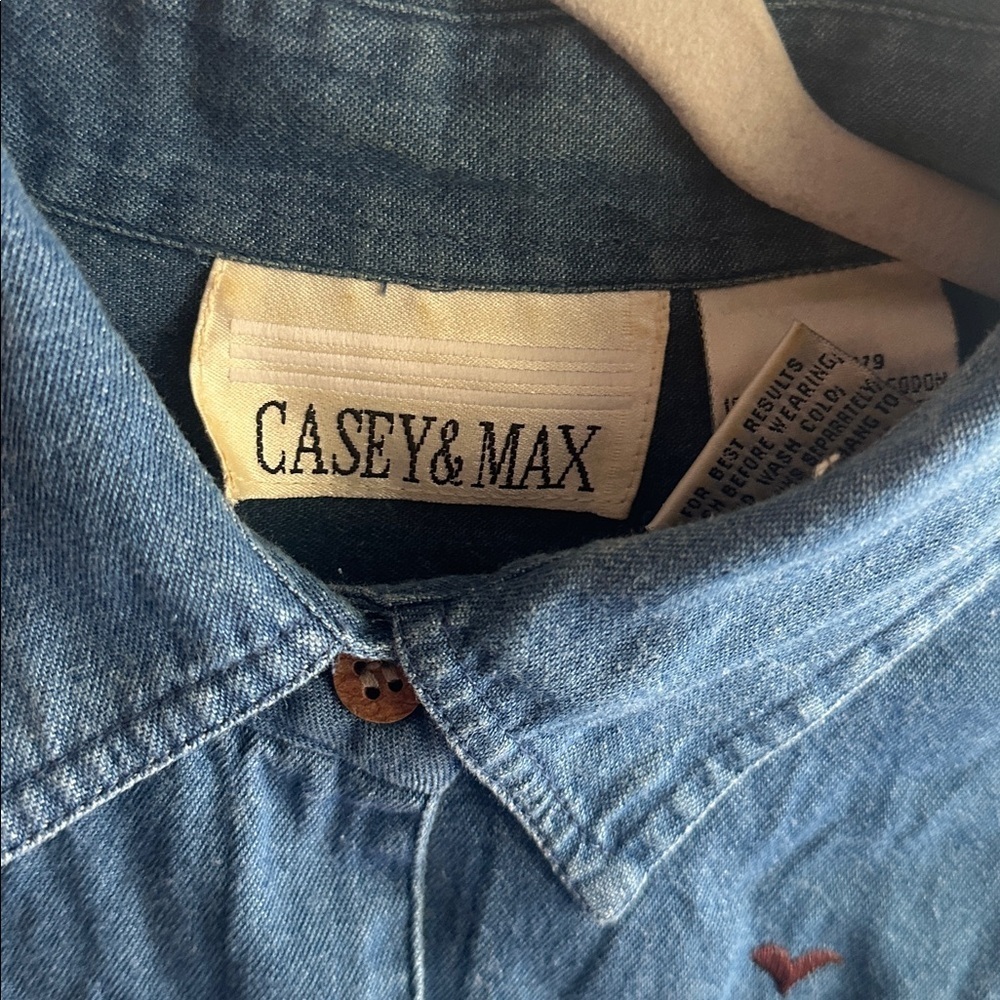 Vintage Blue Denim Safari Embroidered Blouse - Picture 4 of 5